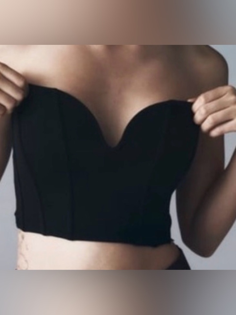 Zara Black Strapless Sweetheart Crop Bustier